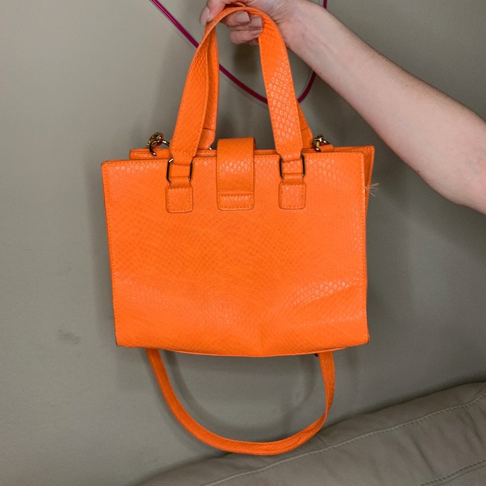 Bright Orange purse- medium size with gold attachments